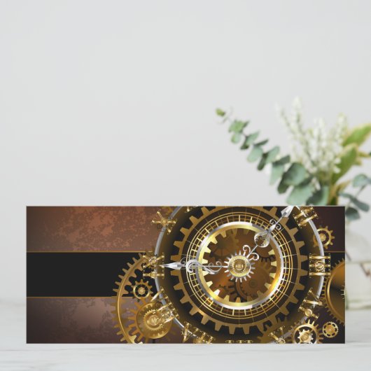 Steampunk clock save the date (Stehend Vorderseite)