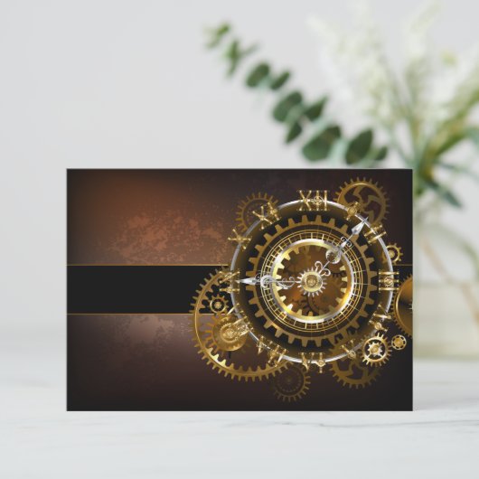 Steampunk clock save the date (Stehend Vorderseite)