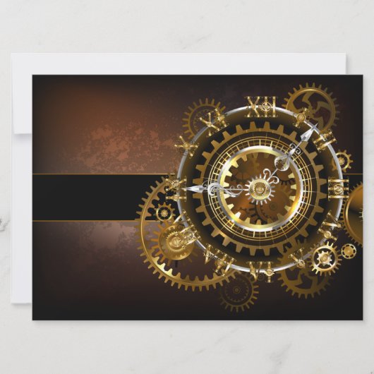 Steampunk clock save the date (Vorderseite)