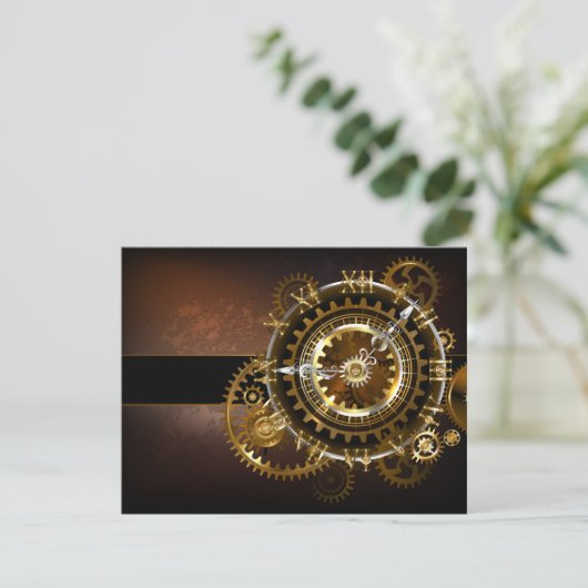 Steampunk clock save the date (Stehend Vorderseite)