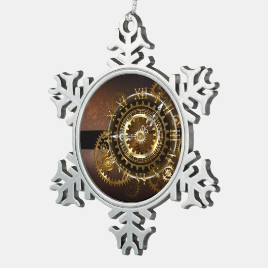 Steampunk clock schneeflocken Zinn-Ornament (Rechts)