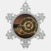 Steampunk clock schneeflocken Zinn-Ornament (Vorderseite)