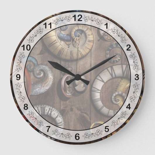 Steampunk - Clock - Time machine Große Wanduhr (Vorderseite)