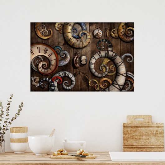 Steampunk - Clock - Time machine Poster (Küche)