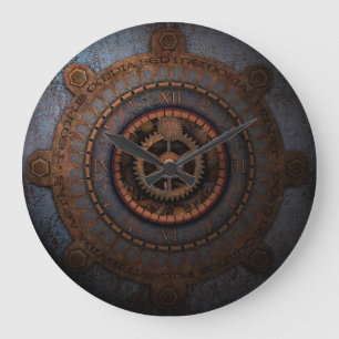 Steampunk Clock Time Metal Gears Große Wanduhr