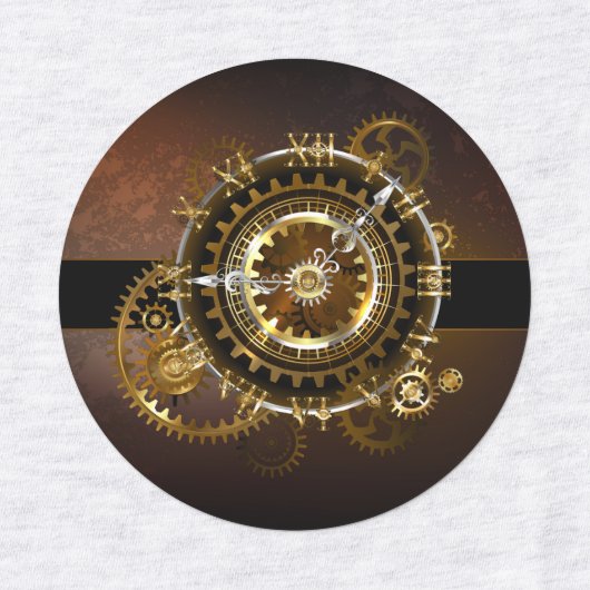 Steampunk clock with antique gears etiketten (Design 2)