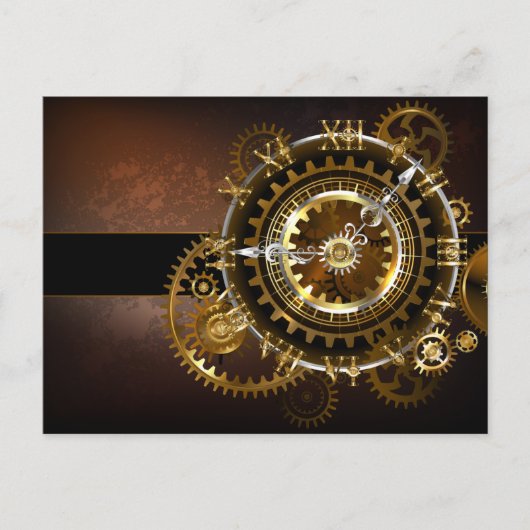 Steampunk clock with antique gears feiertagspostkarte (Vorderseite)