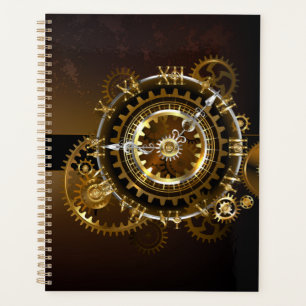 Steampunk clock with antique gears planer
