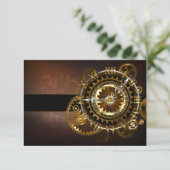 Steampunk clock with antique gears RSVP karte (Stehend Vorderseite)