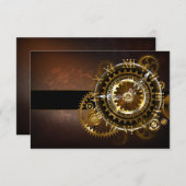 Steampunk clock with antique gears RSVP karte (Vorne/Hinten)