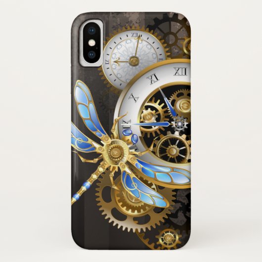 Steampunk Clock with Mechanical Dragonfly Case-Mate iPhone Hülle (Rückseite)