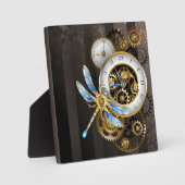 Steampunk Clock with Mechanical Dragonfly Fotoplatte (Vorderseite)