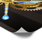Steampunk Clock with Mechanical Dragonfly Poster (Ecke)