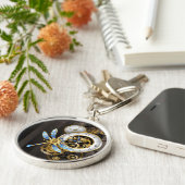 Steampunk Clock with Mechanical Dragonfly Schlüsselanhänger (Seite)