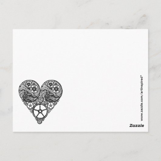 Steampunk  Clock Works and Gear Heart Postkarte (Rückseite)