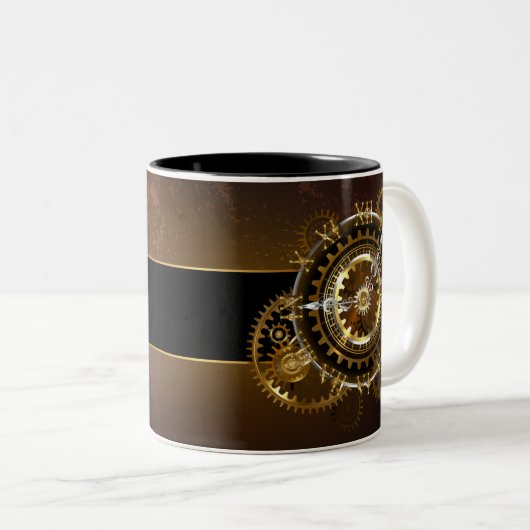 Steampunk clock zweifarbige tasse (VorderseiteRechts)
