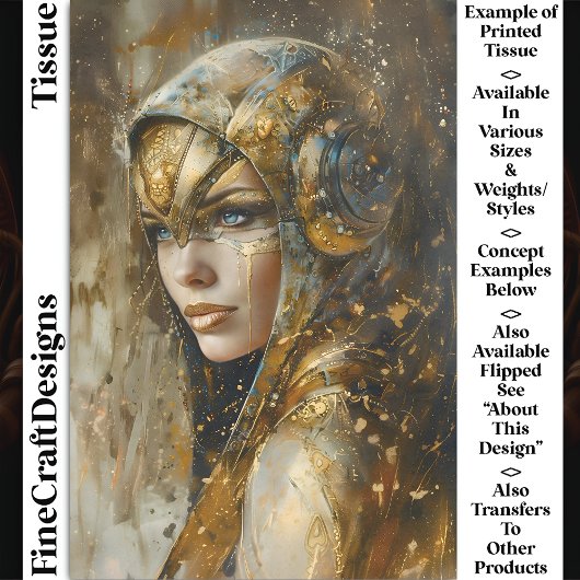 Steampunk Clockpunk Metallische Frau CV3 Decoupage Seidenpapier