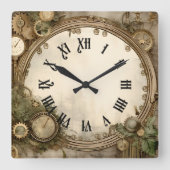 Steampunk Clocks Wall Clock Quadratische Wanduhr (Vorderseite)