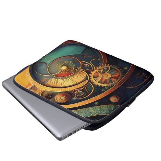 Steampunk Clockwork Abstract Design Laptopschutzhülle (Vorne Knopf)