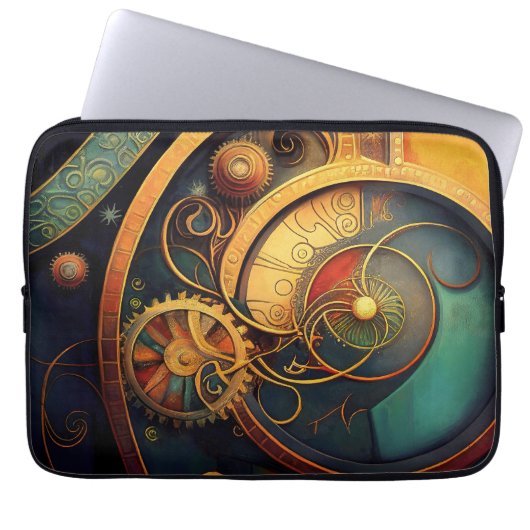 Steampunk Clockwork Abstract Design Laptopschutzhülle (Vorderseite)