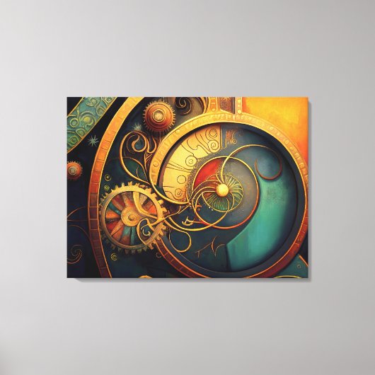 Steampunk Clockwork Abstract Design Leinwanddruck (Vorderseite)