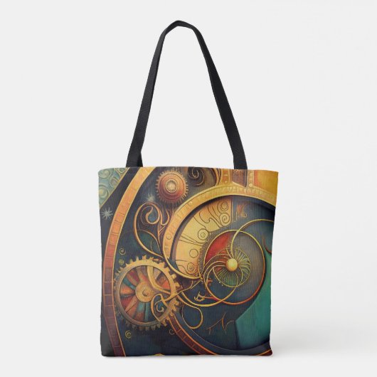 Steampunk Clockwork Abstract Design Tasche (Rückseite)
