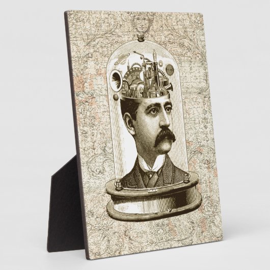 Steampunk clockwork brain head in jar fotoplatte (Seite)