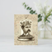 Steampunk clockwork brain head in jar postkarte (Stehend Vorderseite)
