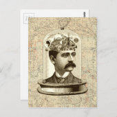 Steampunk clockwork brain head in jar postkarte (Vorne/Hinten)
