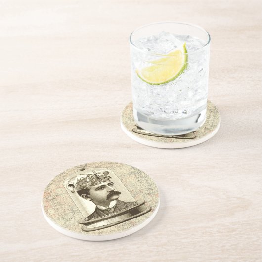 Steampunk clockwork brain head in jar untersetzer (Seite)