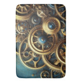 Steampunk Clockwork Gold and Teal Badematte (Vorderseite Vertikal)
