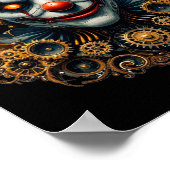 Steampunk Clown der Retrofuturistiksticker Poster (Ecke)