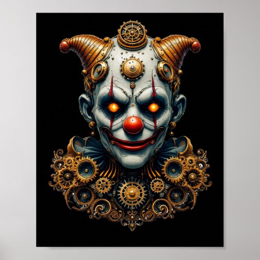 Steampunk Clown der Retrofuturistiksticker Poster (Vorne)
