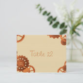 Steampunk Cogs and Gears Wedding Tischnummer Card (Stehend Vorderseite)