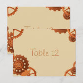 Steampunk Cogs and Gears Wedding Tischnummer Card (Vorne/Hinten)