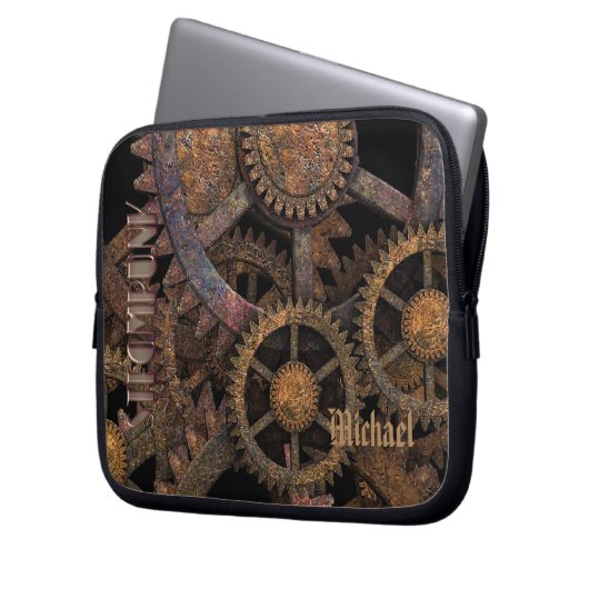 Steampunk Cogs and Wheels Personalised Laptopschutzhülle (Vorderseite Links)