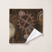 Steampunk Cogs , Gears, Map & Compass Badhandtuch Set (Waschlappen)