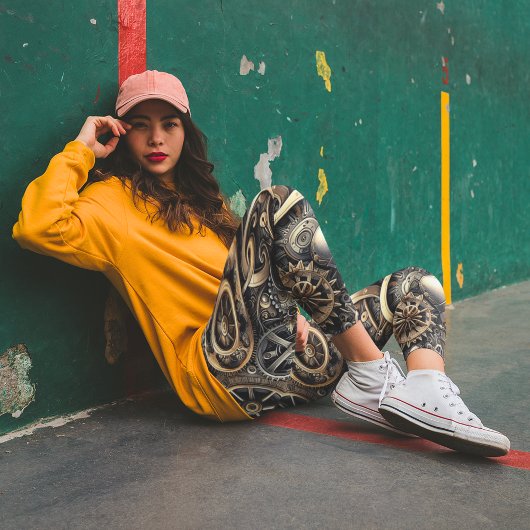 Steampunk Cogs & Gears Muster Leggings