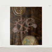 Steampunk Cogs , Gears & Skeleton Key Wandteppich (Vorderseite)