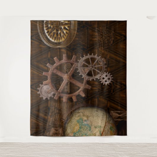 Steampunk Cogs , Gears & Skeleton Key Wandteppich (Vorderseite)