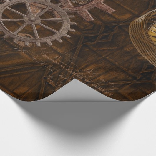 Steampunk Cogs , Gears & World Globe Design Geschenkpapier (Ecke)