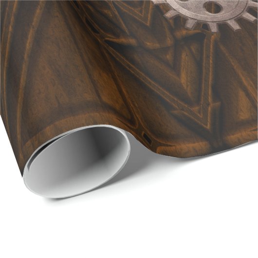 Steampunk Cogs , Gears & World Globe Design Geschenkpapier (Rolleneckpunkt)