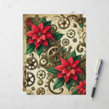 Steampunk-Cogs und -Gears mit Poinsettia