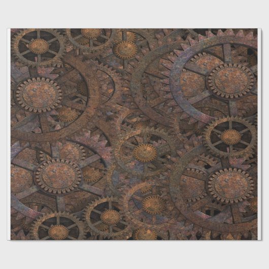 Steampunk Cogs Wheels Wrapping Paper Geschenkpapier (Flach)