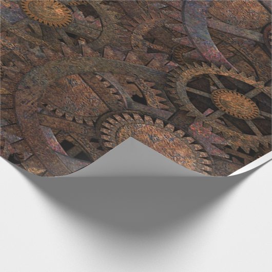 Steampunk Cogs Wheels Wrapping Paper Geschenkpapier (Ecke)