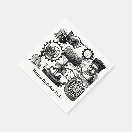 Steampunk Collage #1 von ArtinspiSpione Serviette (Ecke)