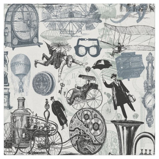 Steampunk Collage #2 - Neuheits-Gewebe Stoff (Nahaufnahme)