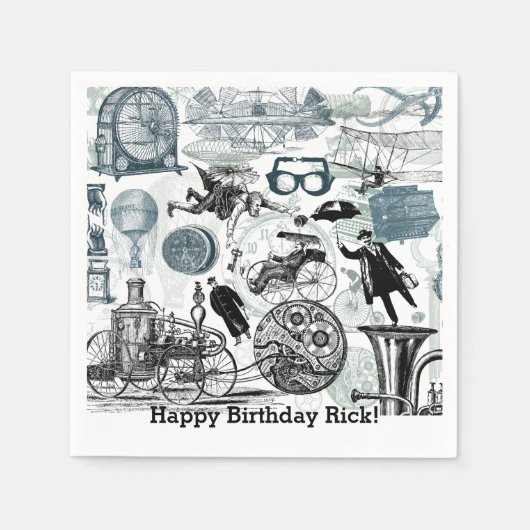 Steampunk Collage #2 von ArtinspiSpione Serviette (Vorderseite)