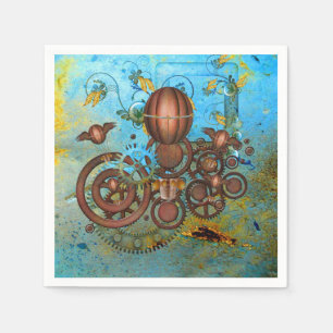 Steampunk Collage Aqua Kupfer Cocktail Napkins Serviette