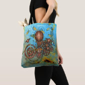 Steampunk Collage Aqua Kupfer Tote Bag Tasche (Von Nahem)